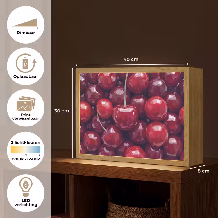Lightbox - Wandlamp - Fruit - Kersen - Eten - Modern - Rood — 10