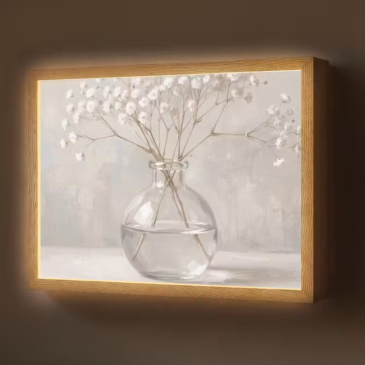 Lightbox - Wandlamp - Gipskruid - Vaas - Wit — 1