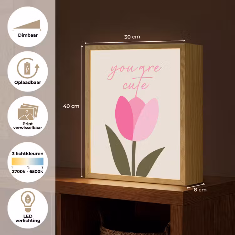 Lightbox - Wandlamp - Tulp - Roze - Valentijn - Bloem — 9