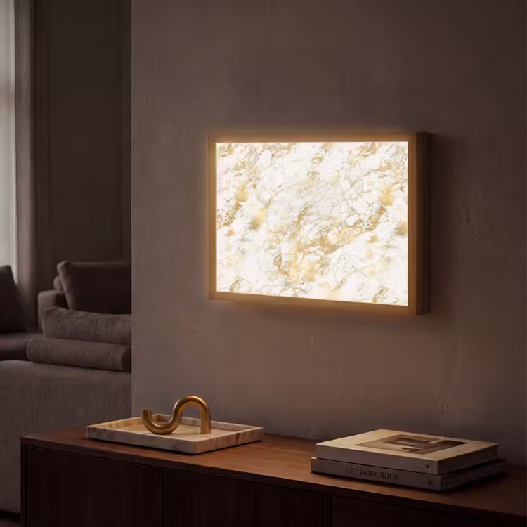 Lightbox - Wandlamp - Marmer - Goud - Structuur — 2