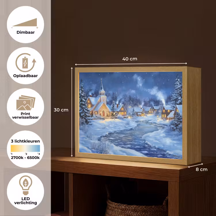 Lightbox - Wandlamp - Winteravond - Kerstdorp - Donker — 10