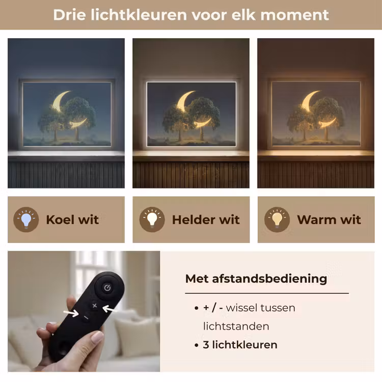 Lightbox - Wandlamp - Maan - Bomen - Rust — 8