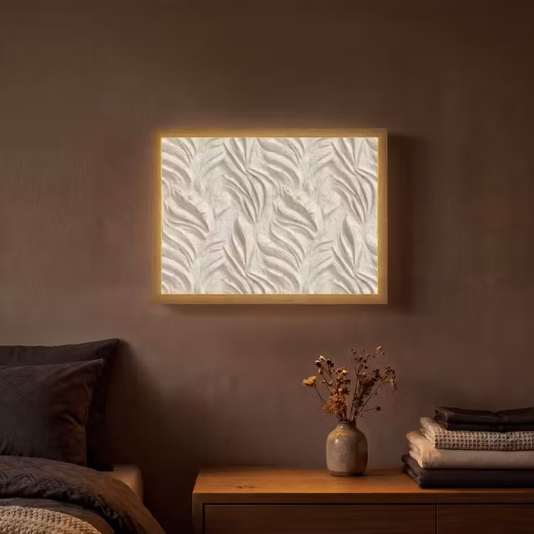 Lightbox - Wandlamp - Textuur - Reliëf - Beige — 3