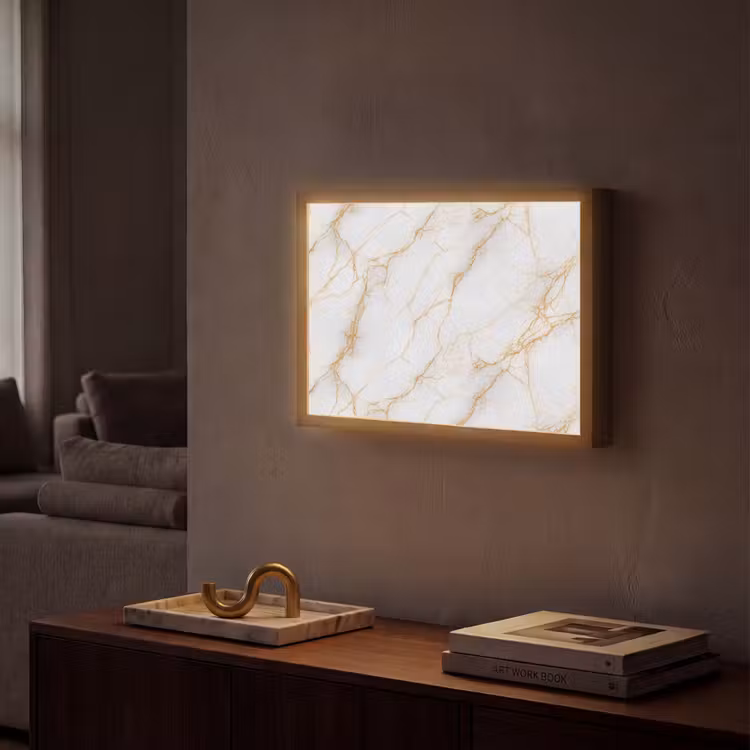 Lightbox - Wandlamp - Wit - Goud - Marmer - Aders — 2