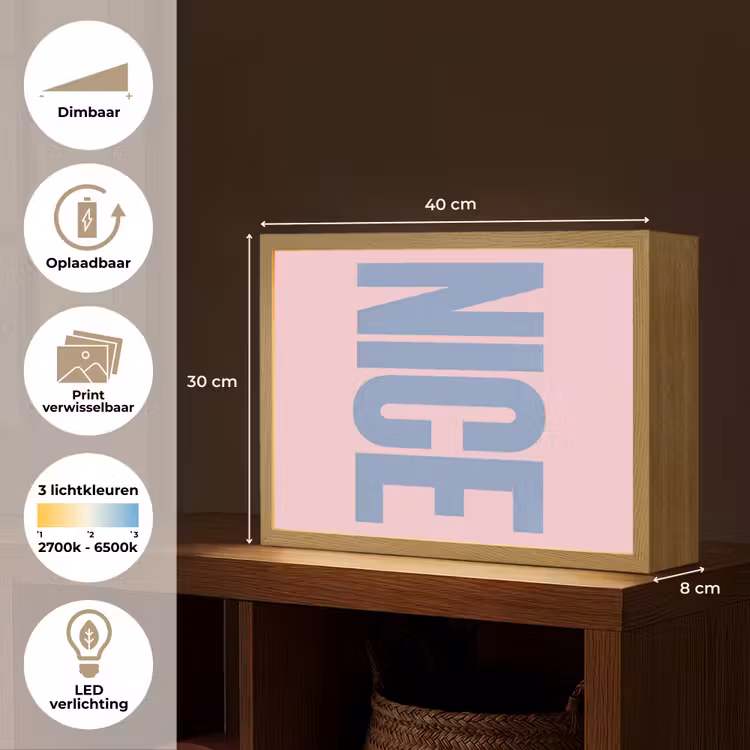 Lightbox - Wandlamp - Nice - Paars - Roze — 10
