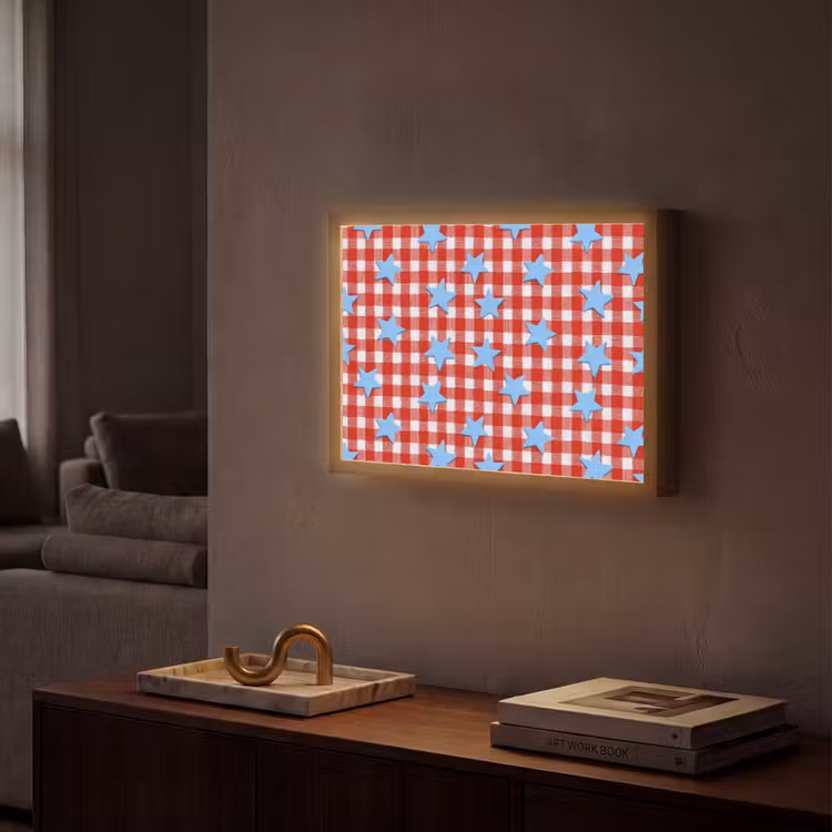 Lightbox - Wandlamp - Ruit - Sterren - Rood — 2