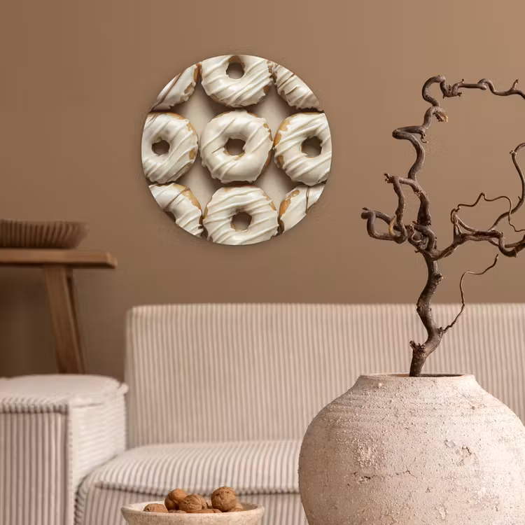 Muurcirkel - Donuts - Chocolade - Wit - Beige — 2