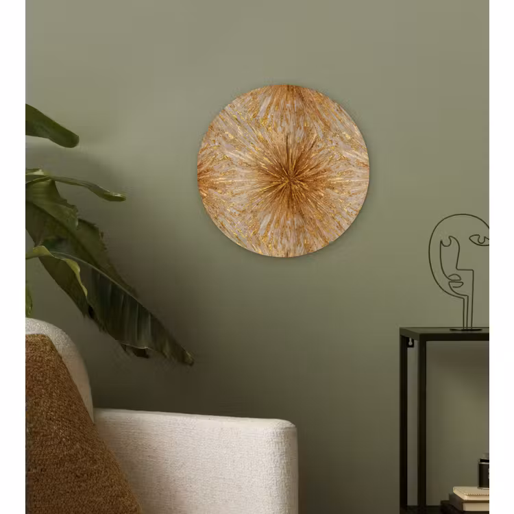 Muurcirkel - Explosie - Abstract - Goud - Wit — 3