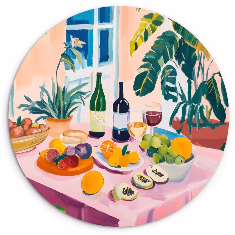 Muurcirkel - Tafel - Wijn - Fruit — 1