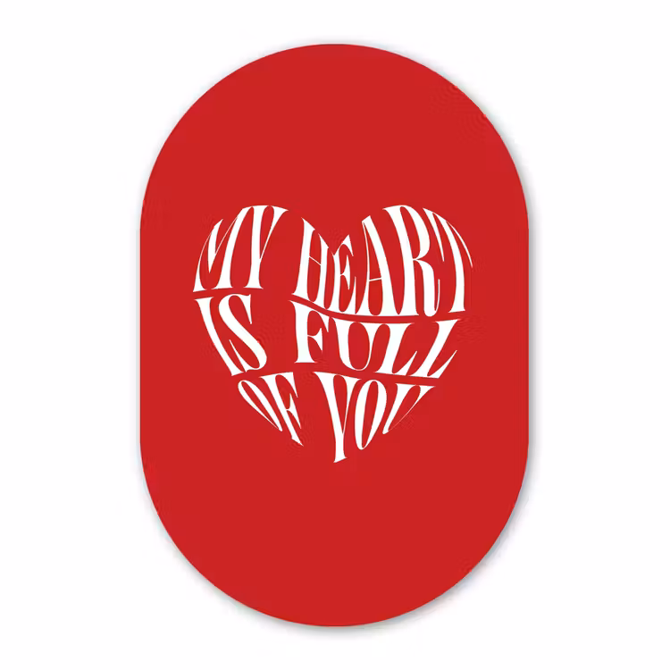 Muurovaal aluminium - Rood - Hart- Tekst - Valentijn — 1