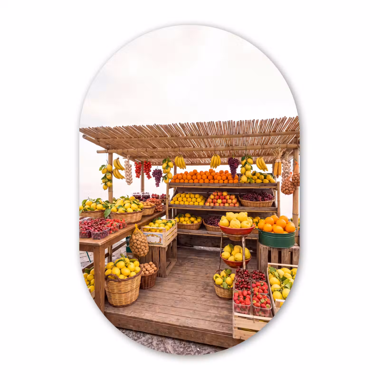Muurovaal - Glas - Marktkraam - Fruit - Vers — 1
