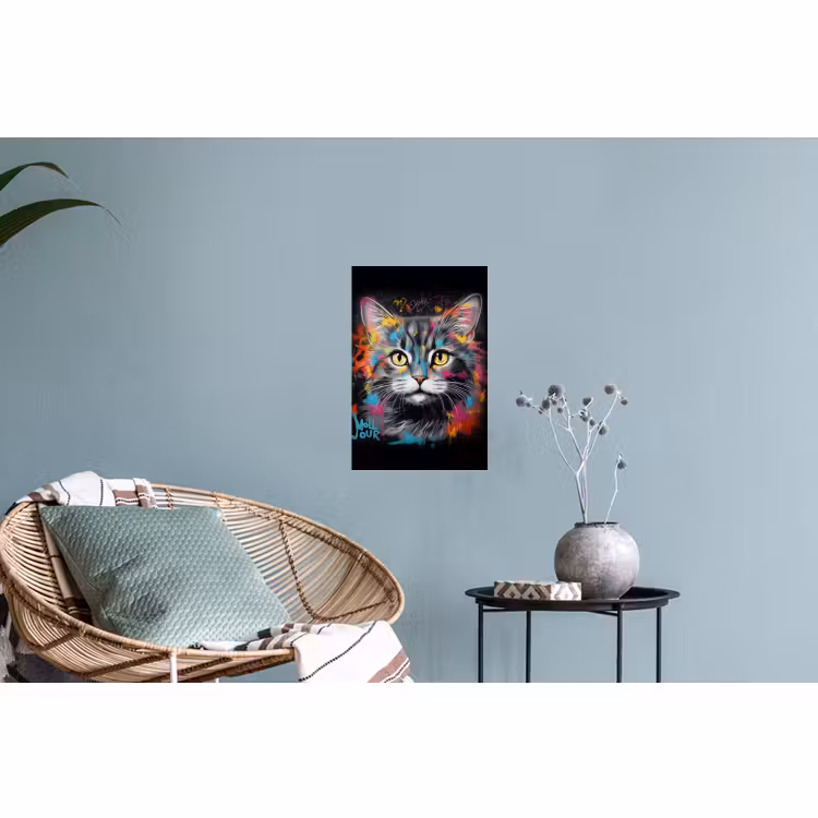 Muursticker - Kat - Graffiti - Dieren - Kleuren - Grijs — 4