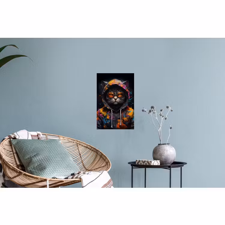 Muursticker - Kat - Jas - Graffiti - Bril - Zwart — 4