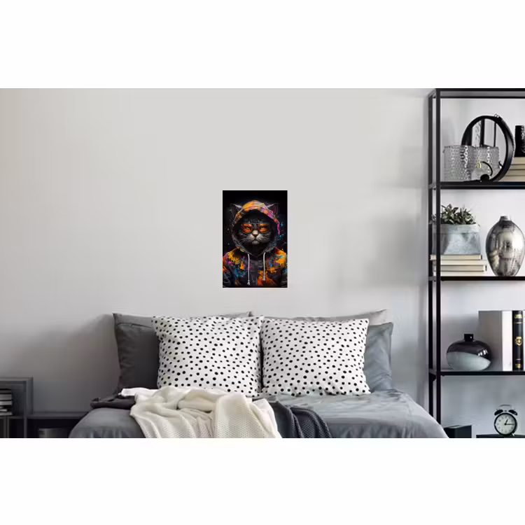 Muursticker - Kat - Jas - Graffiti - Bril - Zwart — 5