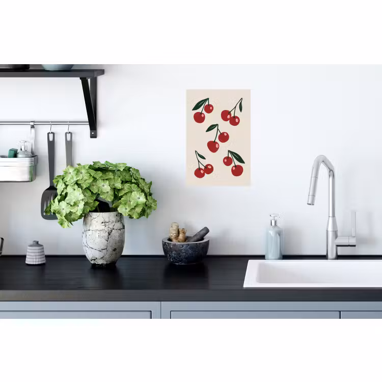 Muursticker - Kersen - Blaadjes - Rood — 2