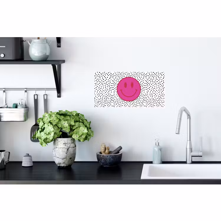 Muursticker - Smiley - Roze - Stippen — 2