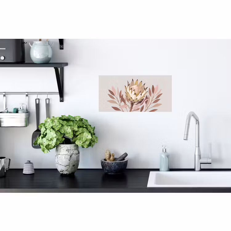 Muursticker - Protea - Bloem - Botanisch - Beige — 2