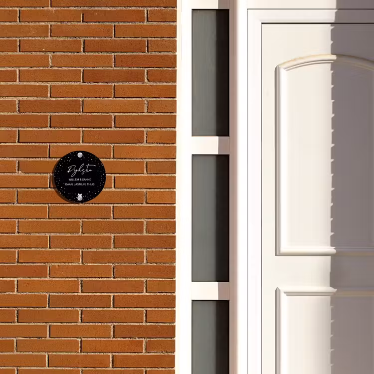 Naambordje voordeur - Rond - Zwart met stippen - Sierlijk — 3