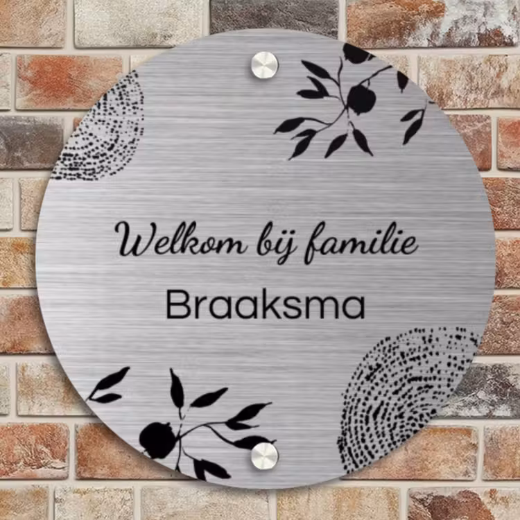 Naambordje voordeur - Rond - Illustraties - Metaal - Sierlijk — 4