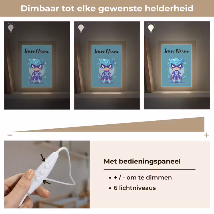 Nachtlampje met naam - Superheld - Blauw - Jongens — 6