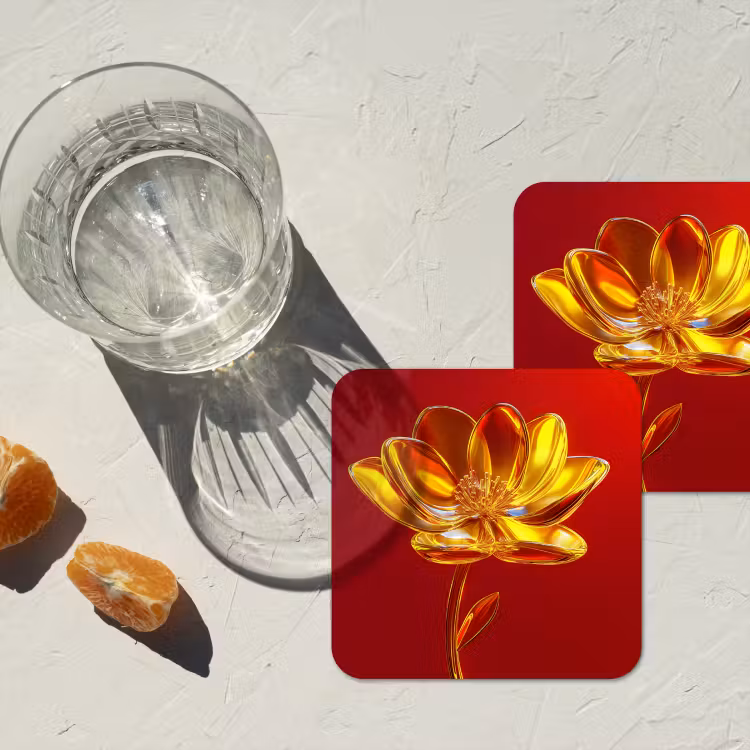Onderzetter​ - Bloem - Goud - Glazen — 2
