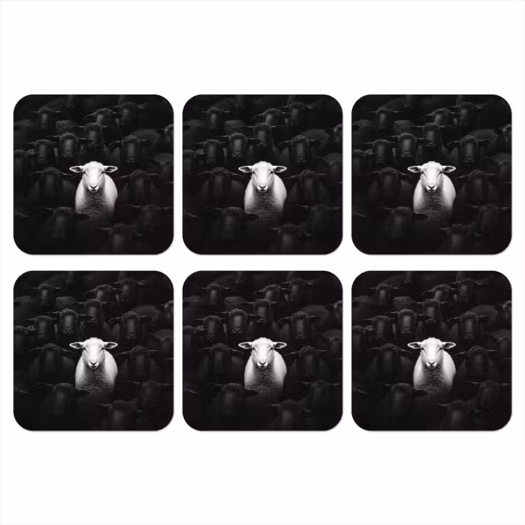 Onderzetter​ - Schapen - Wit - Duisternis — 1