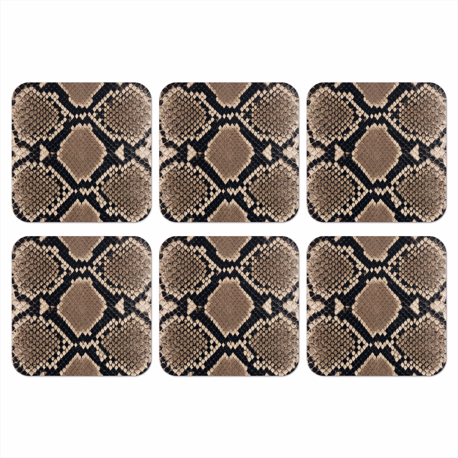 Onderzetter​ - Slangenprint - Python - Bruin — 1