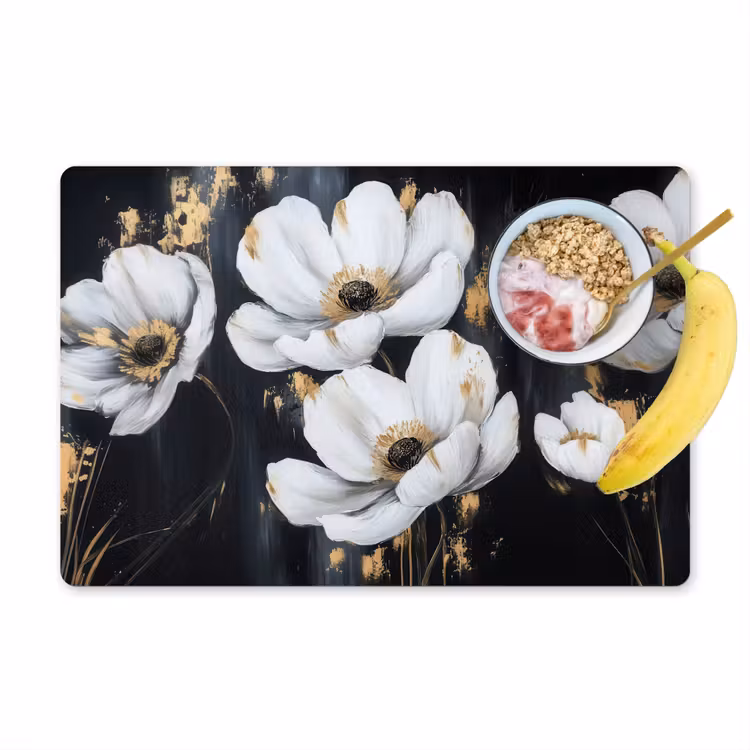 Placemat - 6 stuks - Bloemen - Wit - Abstract — 1