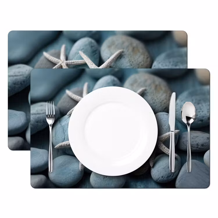 Placemat - 6 stuks - Zeesterren - Stenen - Wit — 2