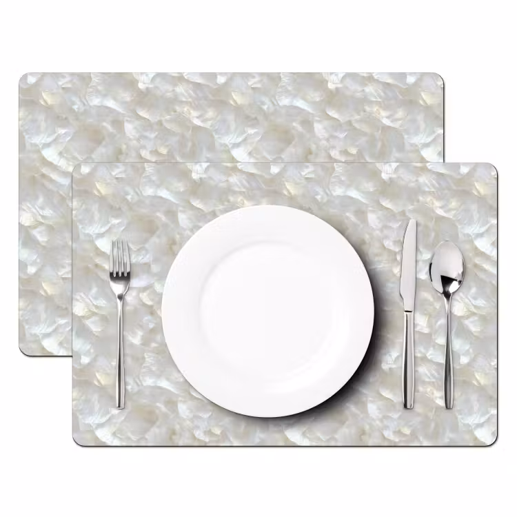 Placemat - 6 stuks - Parelmoerglans - Wit - Schelp — 2