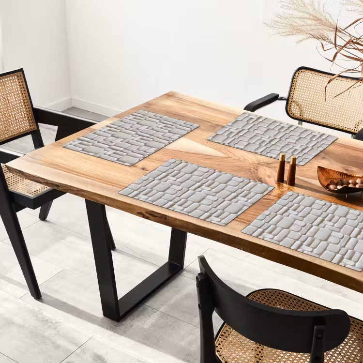 Placemat - 6 stuks - Reliëf - Structuur - Wit — 3