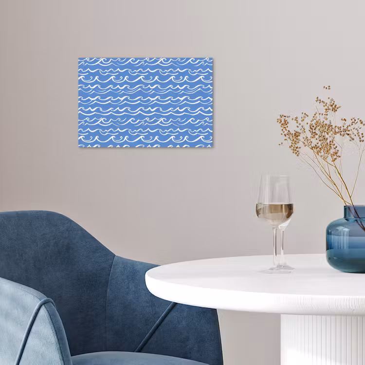 Poster - Blauw - Wit - Simpel - Getekend - Golven — 4