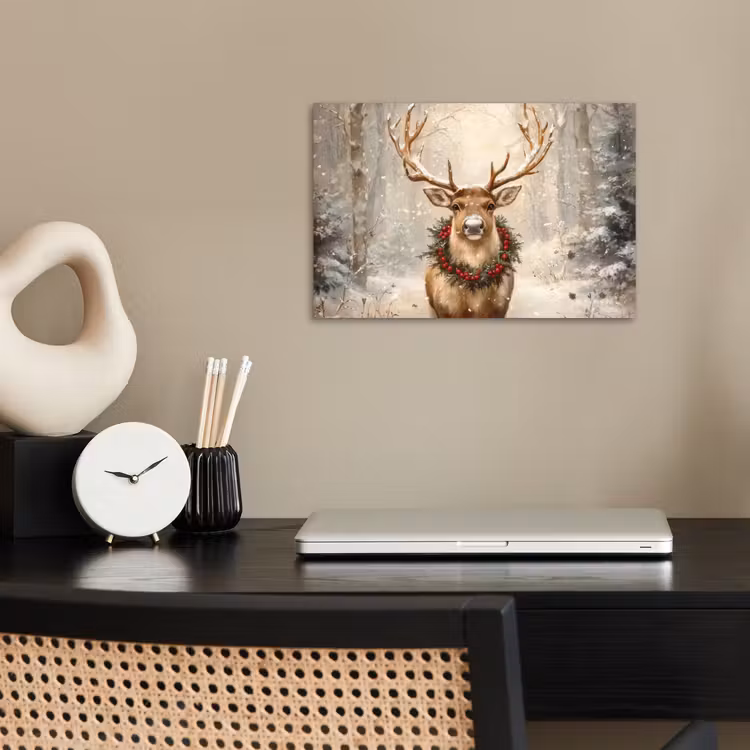 Poster - Kerst - Rendier - Winter - Krans — 2