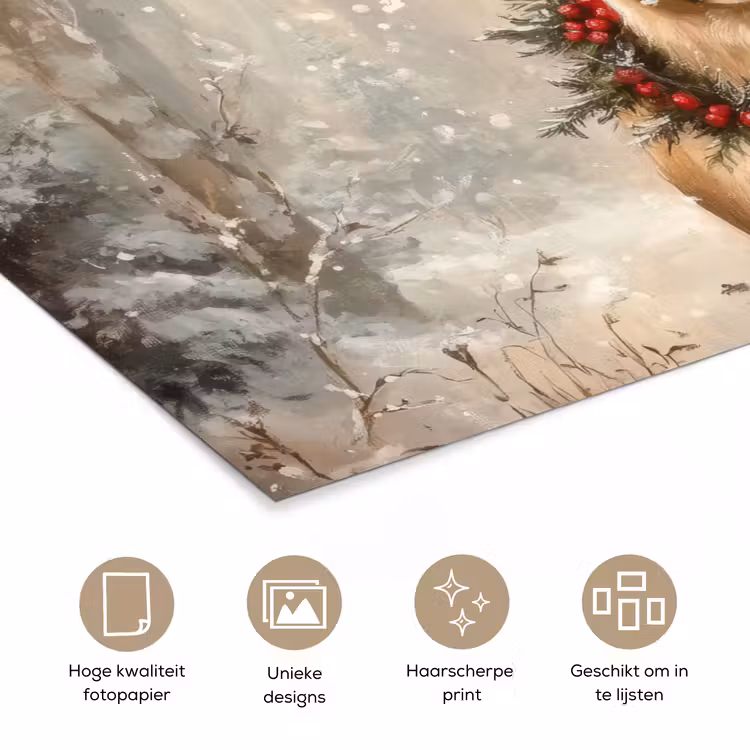 Poster - Kerst - Rendier - Winter - Krans — 5