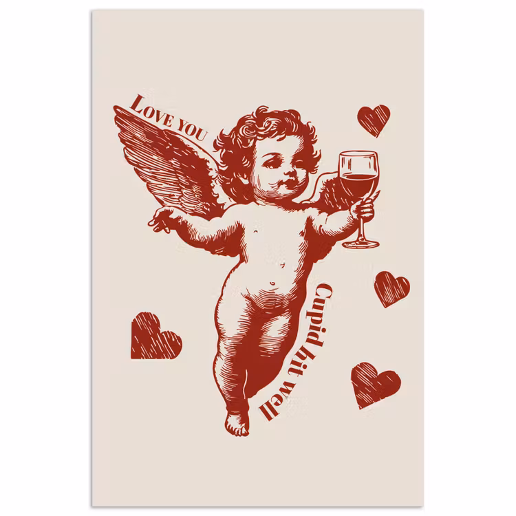 Poster - Cupido - Hartjes - Rood - Klassiek — 1