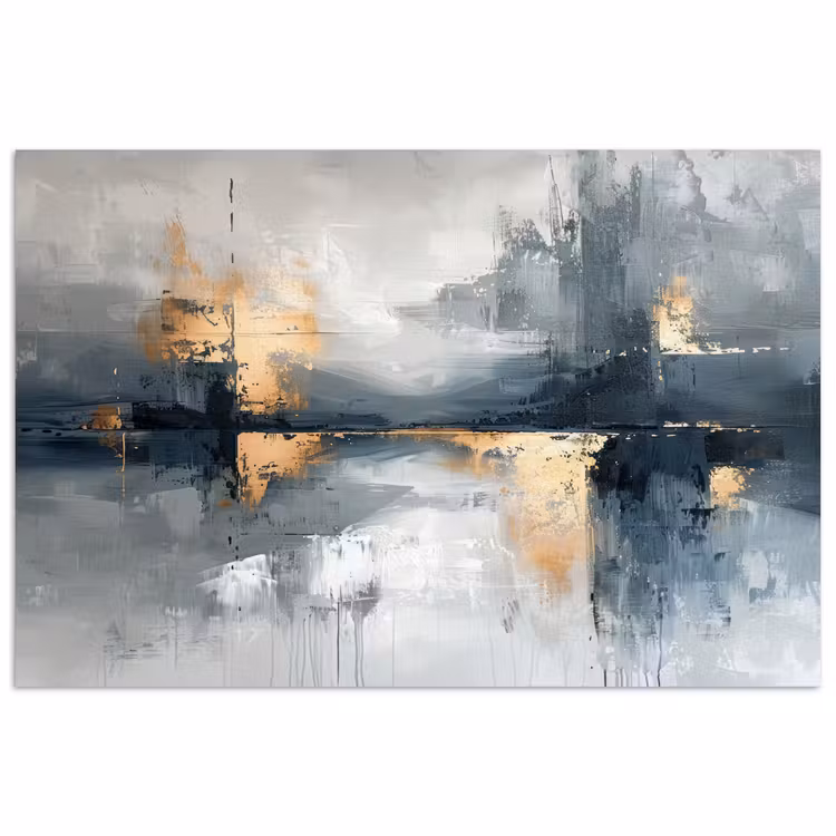 Poster - Kunst - Grijs - Goud - Abstract — 1