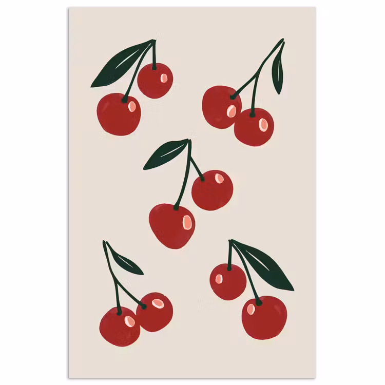 Poster - Kersen - Blaadjes - Rood — 1