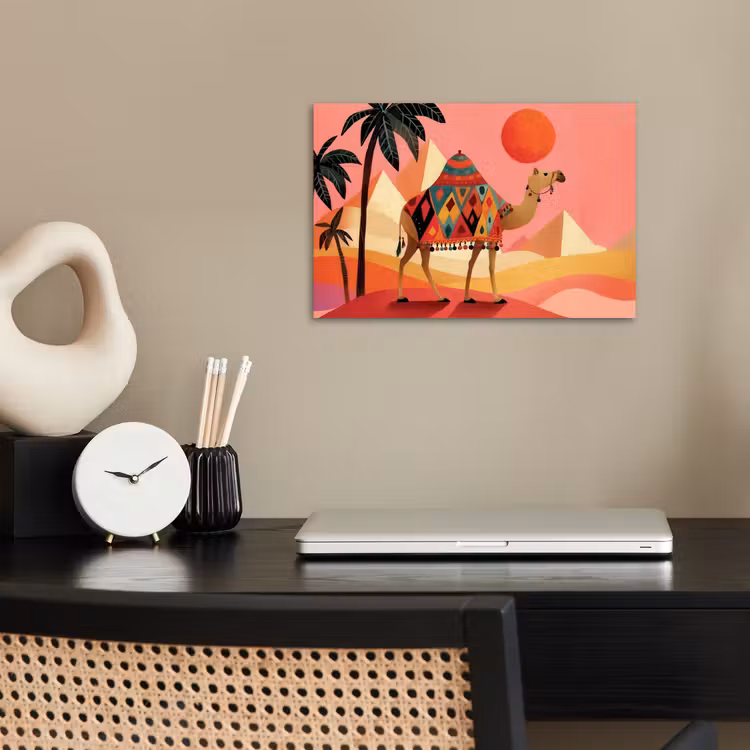 Poster - Kameel - Pyramides - Rode zon — 2