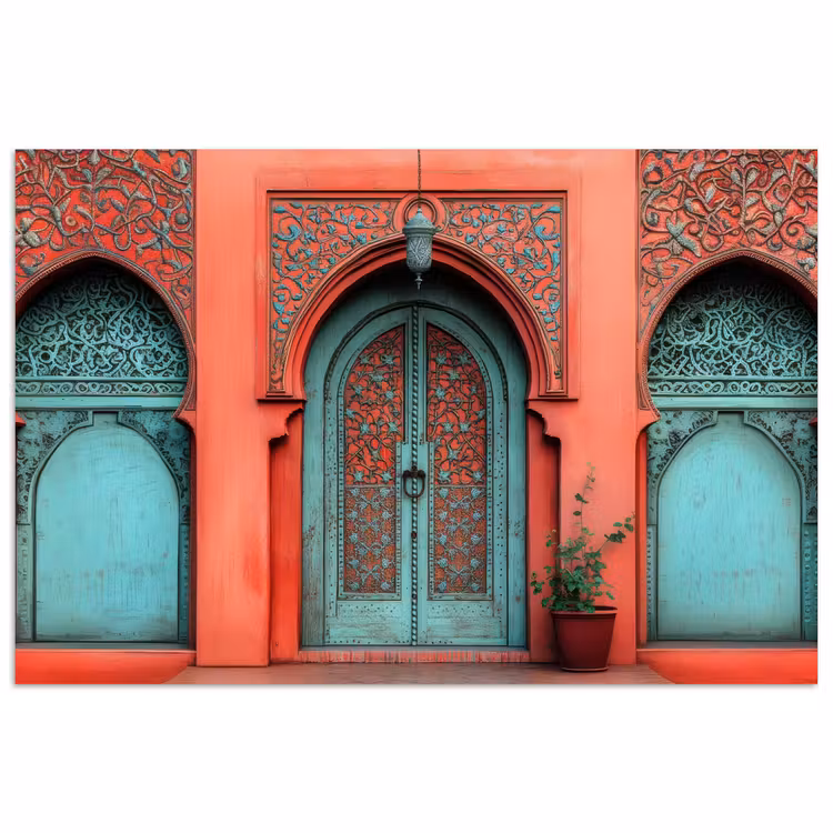 Poster - Lantaarn - Deur - Turquoise — 1