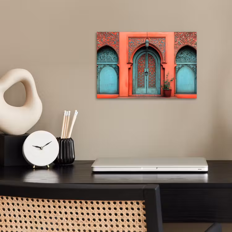 Poster - Lantaarn - Deur - Turquoise — 2