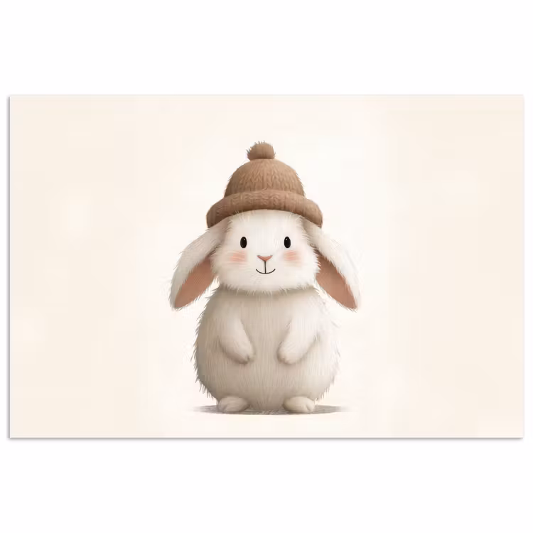 Poster - Konijn - Muts - Oren - Beige — 1