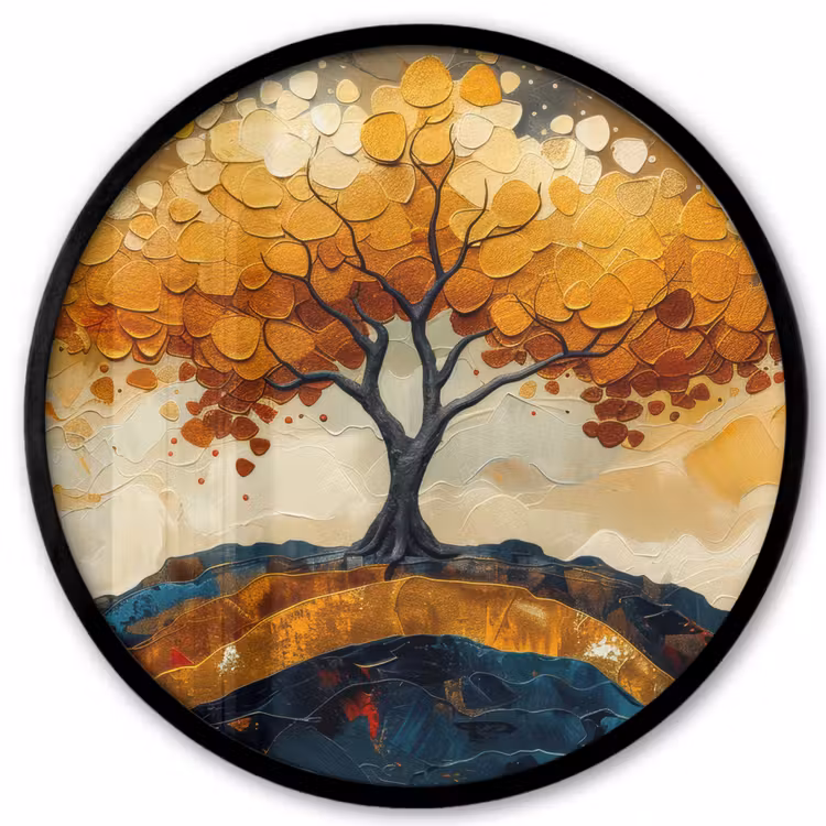 Ronde fotolijst - Boom - Natuur - Goud - Modern — 1