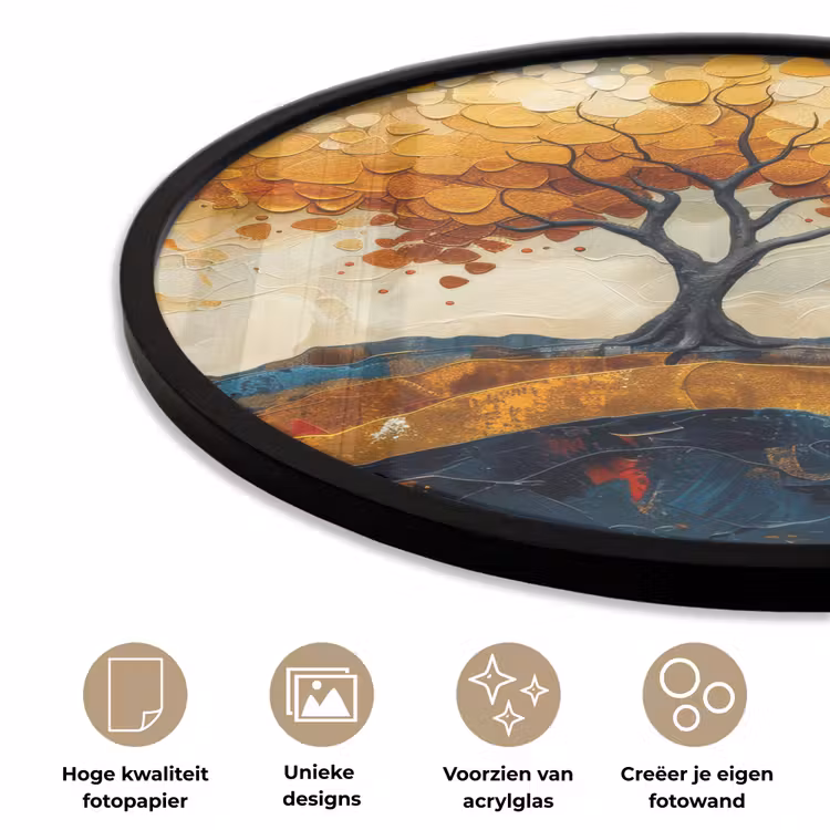 Ronde fotolijst - Boom - Natuur - Goud - Modern — 2