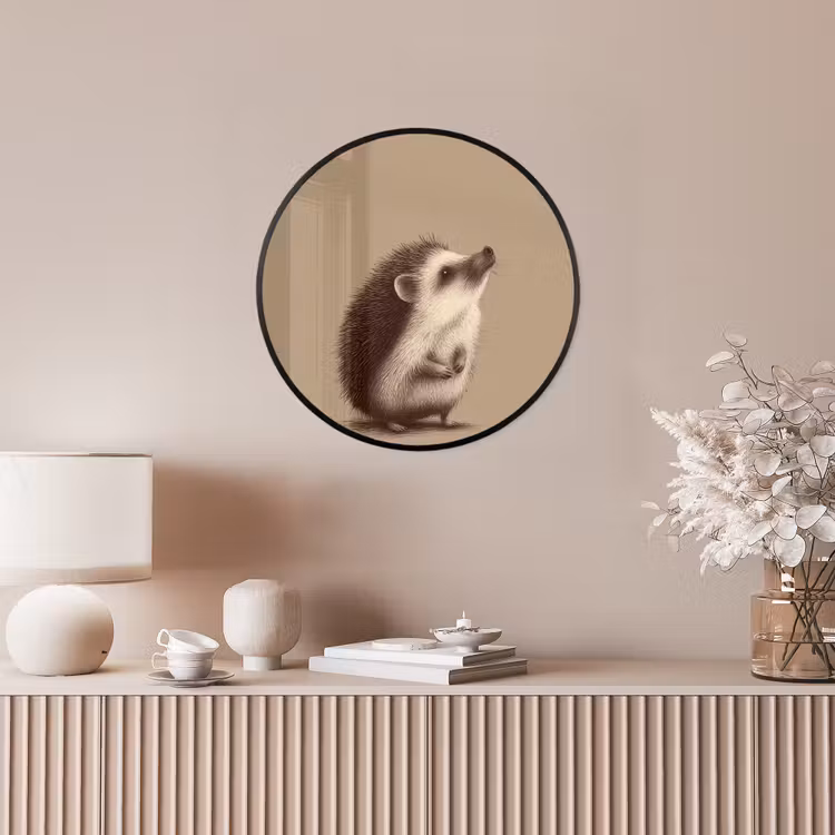 Ronde fotolijst - Egel - Snuitje - Bruin - Stekels — 5