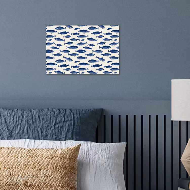 Poster - Vissen - Patroon - Blauw - Wit — 3