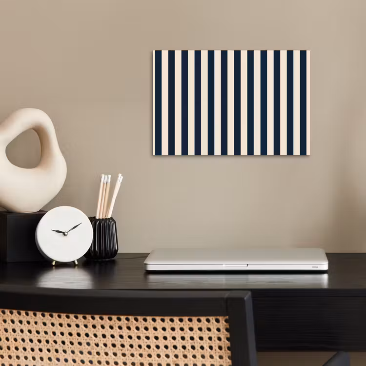 Poster - Verticale strepen - Blauw - Crème — 2