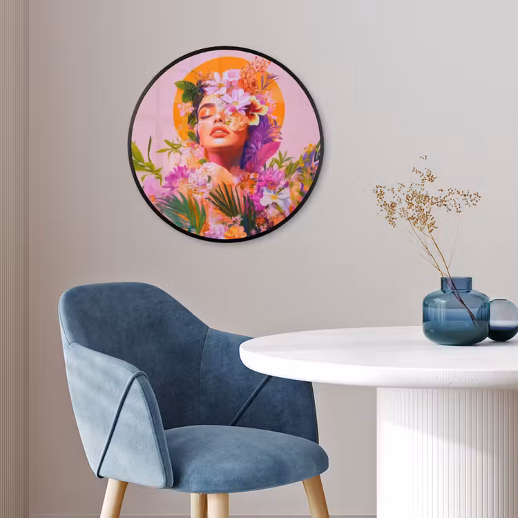 Ronde fotolijst - Vrouw - Abstract - Cirkel - Bloemen — 4