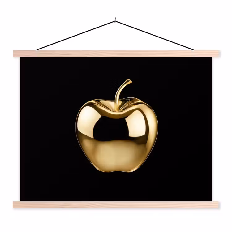 Schoolplaat - Appel - Goud - Chrome - Zwart — 1