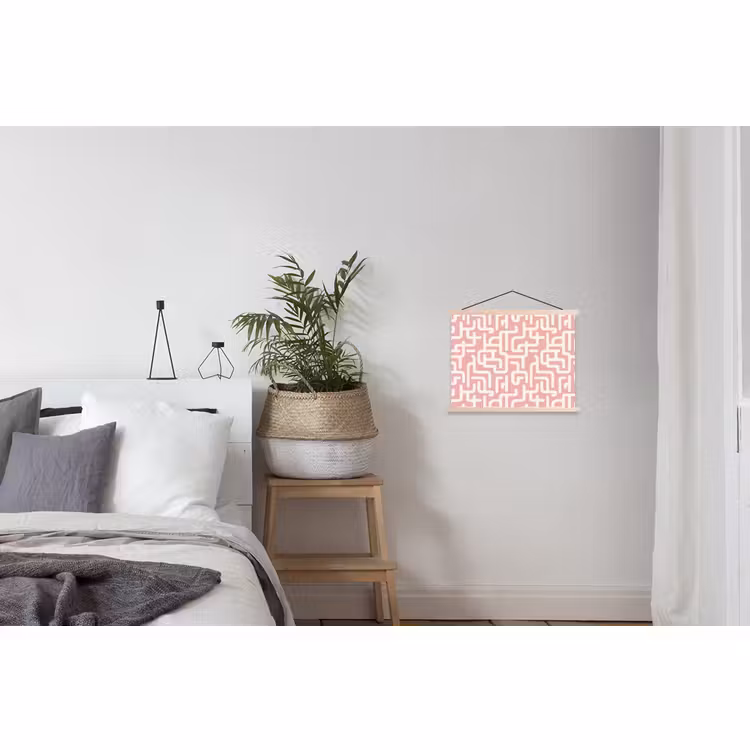 Schoolplaat - Doolhofpatroon - Roze - Wit - Abstract — 2