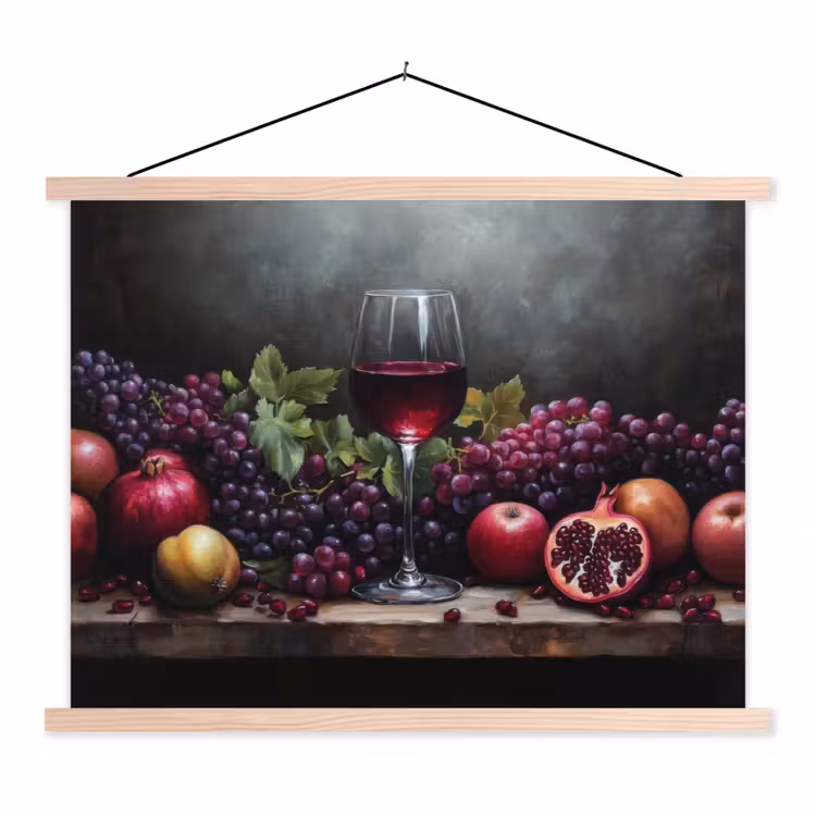 Schoolplaat - Wijn - Fruit - Stilleven — 1